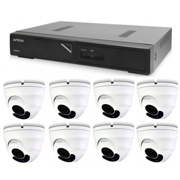 Zabezpčení,Fotopasti - Kamerový set 1x AVTECH NVR AVH1109 a 8x 2MPX Motorzoom IP Dome kamera AVTECH DGM2443SVSE + 8x Kabel UTP 1x RJ45 - 1x RJ45 Cat5e 15m!